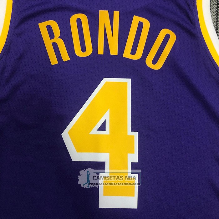 Camiseta Los Angeles Lakers Rajon Rondo NO 4 Statement Edition 2021-22 Violeta